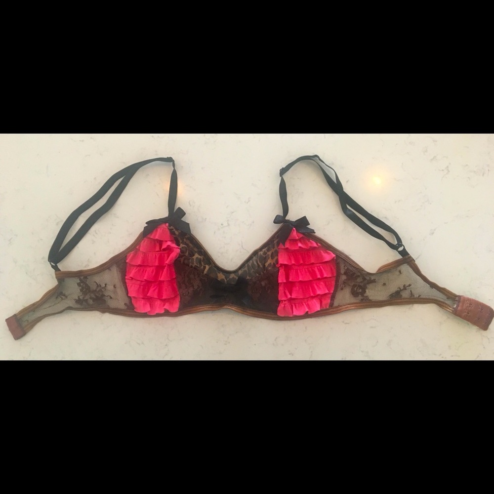 Lucy B leopard, pink frills & lace bralette